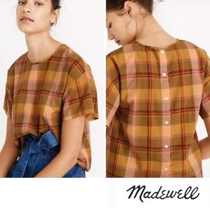 Madewell Button-Back Plaid Top